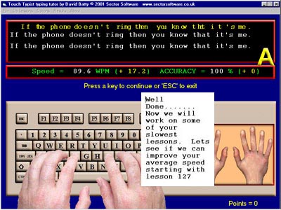 Learn to type software running